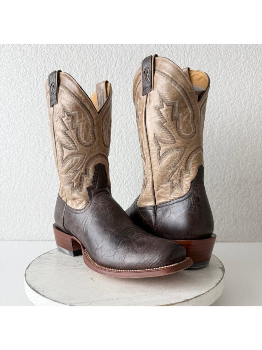 Rod Patrick Mens Cowboy Boots Brown Western Leather Sole Blunt Toe Size 12.5AA